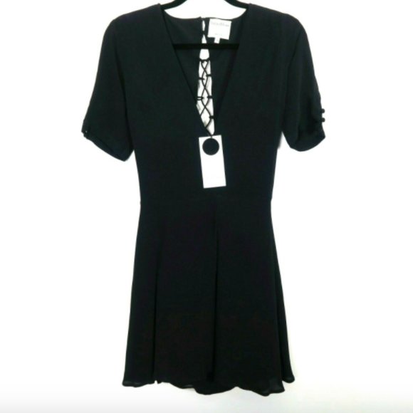 NWT Privacy Please Virginia Black Lace Up Dress M - Picture 10 of 10